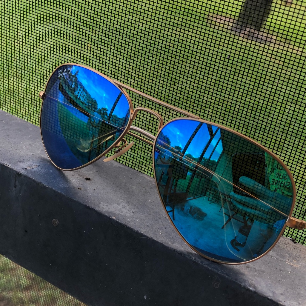 Blue Mirrored Aviator Sunglasses